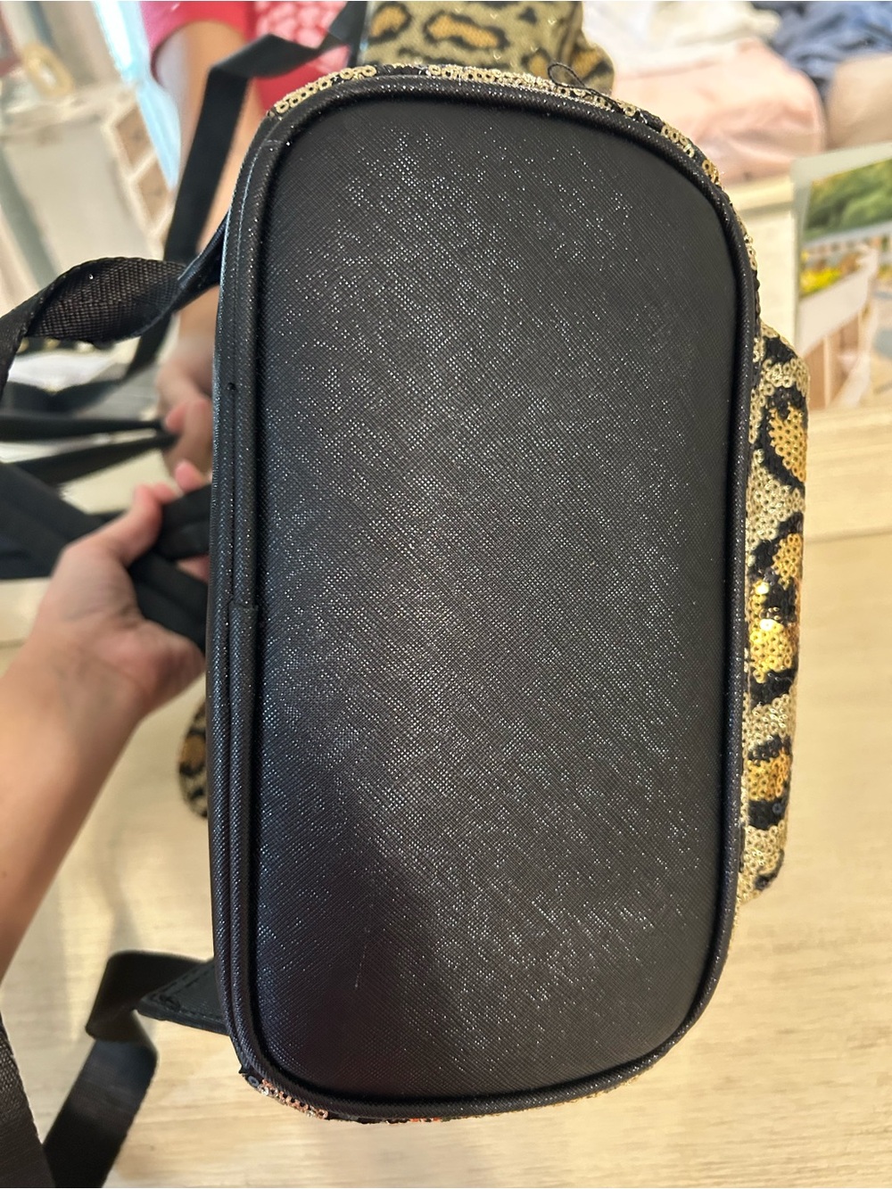 Disney Parks Loungefly Leopard Sequin Mini Backpack in Gold and Black - Picture 3 of 6
